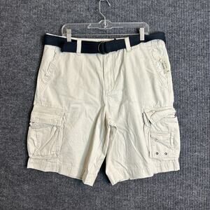 Aeropostale Mens Longer Length Cargo Shorts Size 36 Tan Mid Rise Cotton New